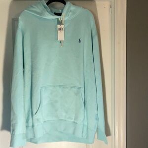 Blue Pullover Sweater with Soft Fleece Material and Relaxed Fit